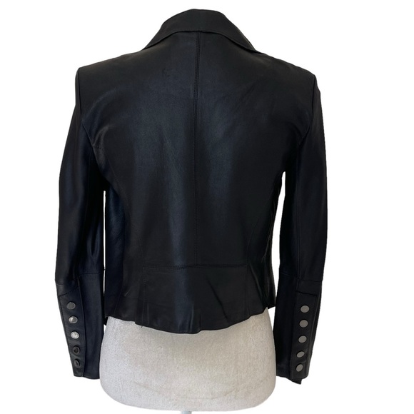 Bod & Christensen Zura Leather Jacket Women’s Size 2 Drape Front Studded Sleeves - Picture 5 of 10
